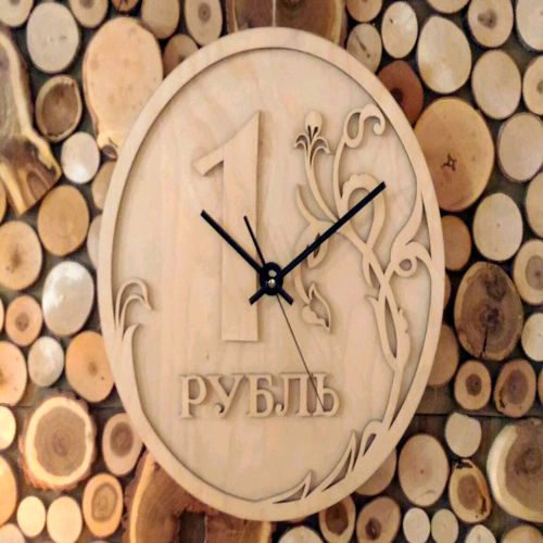طرح ساعت دیواری روبل برای برش لیزری روکش - ruble wall clock for laser cut ve - برای دستگاه CNC چوب و لیزر (سی ان سی)