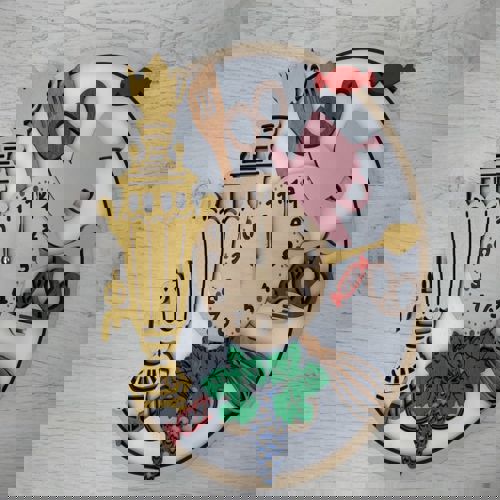 طرح ساعت دیواری سماور چوبی طرح برش لیزری قاب - samovar wooden wall clock for laser cut ve - برای دستگاه CNC چوب و لیزر (سی ان سی)