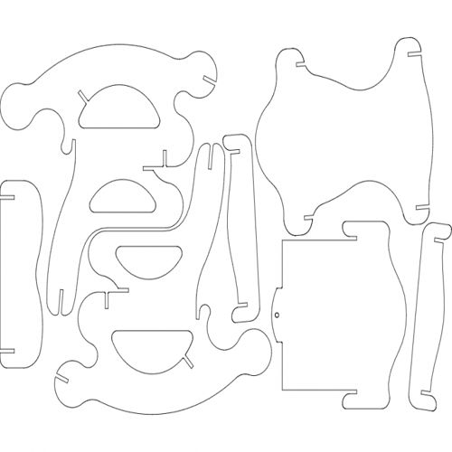 طرح sandalye صندلی گهواره‌ای - sandalye 2 rocking chair - برای دستگاه CNC چوب و لیزر (سی ان سی)