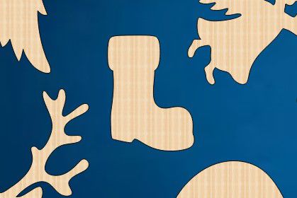 طرح چکمه چوبی شکل برای کاردستی برش لیزری - santa boot wood shape for craft laser cut ve - برای دستگاه CNC چوب و لیزر (سی ان سی)