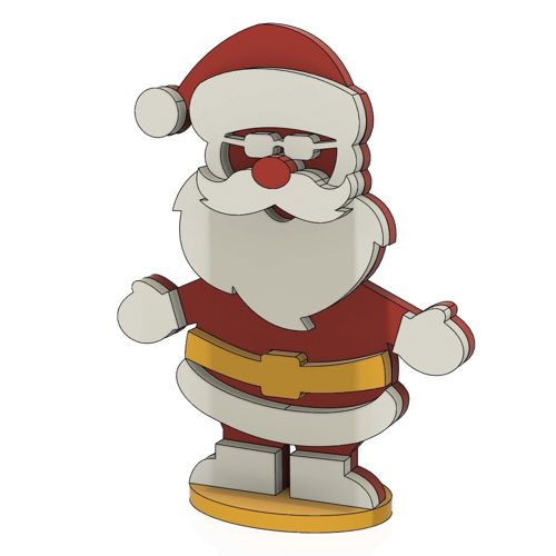 طرح مدل سه بعدی بابانوئل برش لیزری - santa claus 3d model laser cut ve - برای دستگاه CNC چوب و لیزر (سی ان سی)
