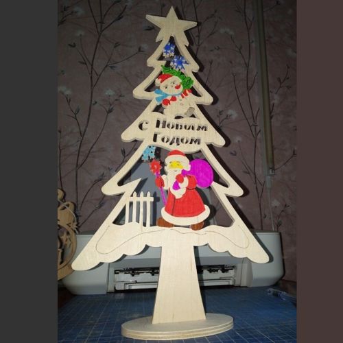 طرح تزیین درخت کریسمس بابانوئل با برش لیزری قاب - santa claus christmas tree decoration laser cut ve - برای دستگاه CNC چوب و لیزر (سی ان سی)