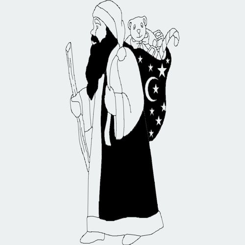 طرح بابا نوئل سیلوئت - santa claus silhouette - برای دستگاه CNC چوب و لیزر (سی ان سی)
