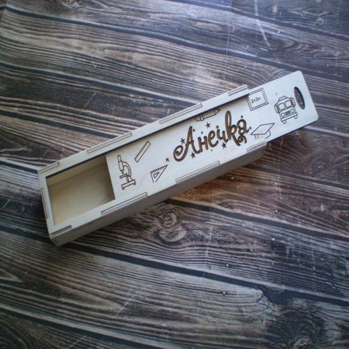 طرح جعبه مداد و مداد مدرسه‌ای با درب کشویی برای برش لیزری - school pencil case box with sliding lid for laser cut ve - برای دستگاه CNC چوب و لیزر (سی ان سی)