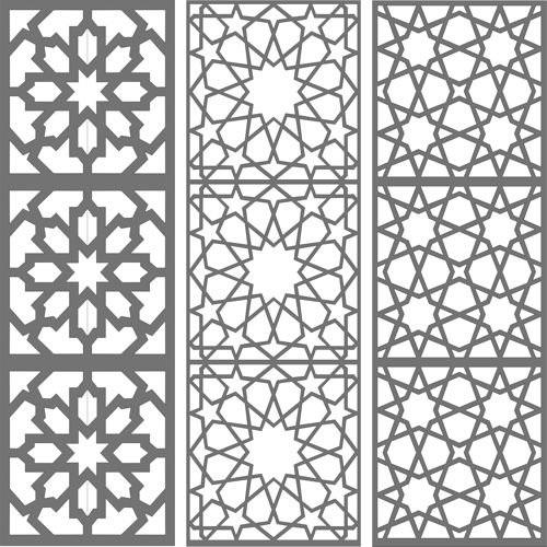 طرح مجموعه گریل گلدار یکپارچه برای برش لیزری - seamless floral grill set for laser cut ve - برای دستگاه CNC چوب و لیزر (سی ان سی)