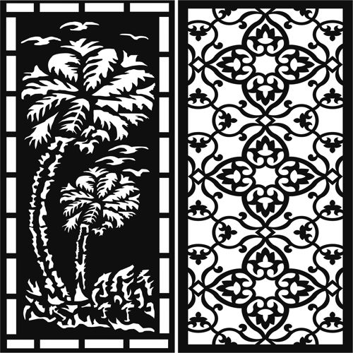 طرح‌های یکپارچه جداکننده گلدار دکوری برای برش لیزری - separator floral screen decor seamless designs for laser cut ve - برای دستگاه CNC چوب و لیزر (سی ان سی)