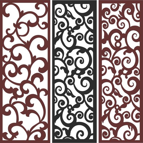 طرح‌های جداکننده درز گل روی صفحه برای برش لیزری - separator seamless floral screen designs for laser cutting - برای دستگاه CNC چوب و لیزر (سی ان سی)