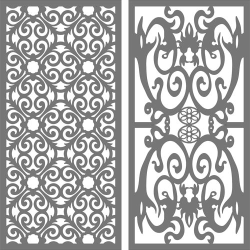 طرح مجموعه الگوهای جداکننده اتاق پنل برای برش لیزری - set of panel screen room divider patterns for laser cut ve - برای دستگاه CNC چوب و لیزر (سی ان سی)