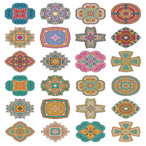 طرح مجموعه زیورآلات گرد ماندالا وکتورها - set of round ornaments mandala vectors ve - برای دستگاه CNC چوب و لیزر (سی ان سی)