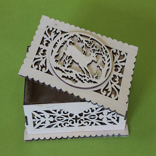 طرح shkatulka s olenem chertezh for laser cut - shkatulka s olenem chertezh for laser cut ve - برای دستگاه CNC چوب و لیزر (سی ان سی)