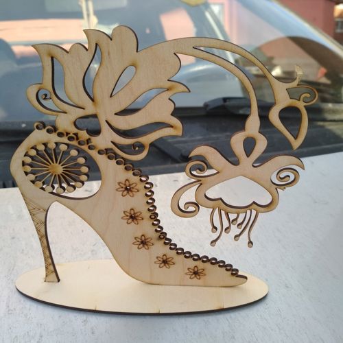 طرح پایه جواهرات به شکل کفش برای برش لیزری - shoe shaped jewelry stand for laser cutting ve - برای دستگاه CNC چوب و لیزر (سی ان سی)