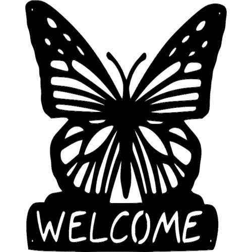 طرح پروانه سیلوئت خوش آمدید - silhouette butterfly welcome - برای دستگاه CNC چوب و لیزر (سی ان سی)
