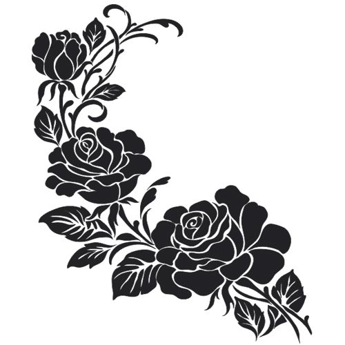 طرح سیلوئت گل سیاه و سفید - silhouette flower black and white - برای دستگاه CNC چوب و لیزر (سی ان سی)