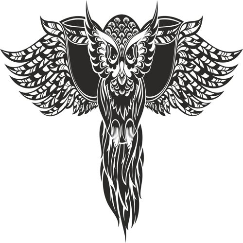 طرح شبح جغد برای برش لیزری - silhouette owl for laser cut ve - برای دستگاه CNC چوب و لیزر (سی ان سی)
