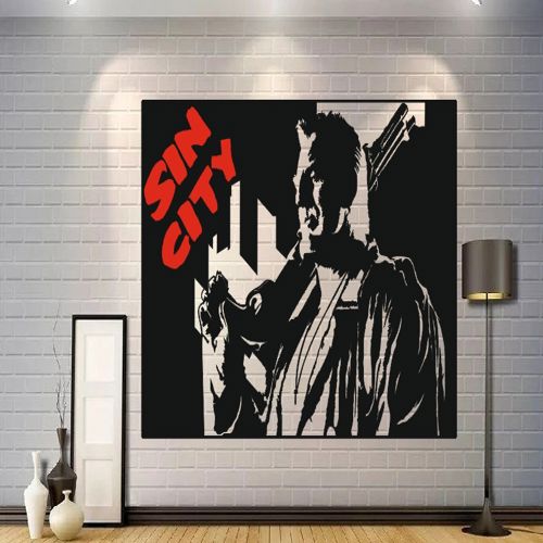 طرح پوستر دیواری سین سیتی برای برش لیزری - sin city poster wall decor for laser cutting ve - برای دستگاه CNC چوب و لیزر (سی ان سی)