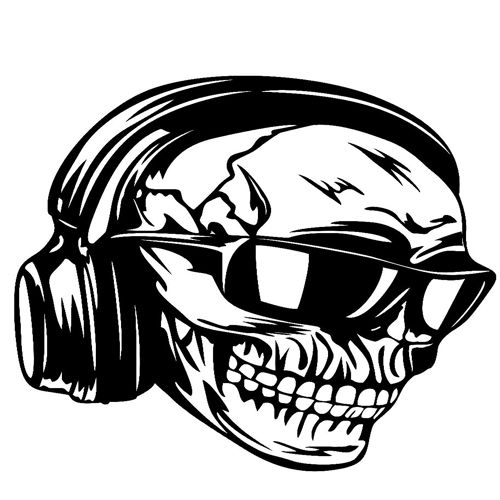 طرح هدفون عینک آفتابی اسکلت - skull headphones sunglasses - برای دستگاه CNC چوب و لیزر (سی ان سی)