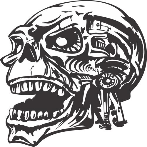 طرح جمجمه بردار سر - skull vector head - برای دستگاه CNC چوب و لیزر (سی ان سی)