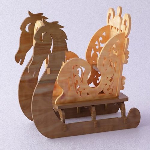طرح تزئینات کریسمس سورتمه لیزری - sleigh christmas ornaments laser cut ve - برای دستگاه CNC چوب و لیزر (سی ان سی)