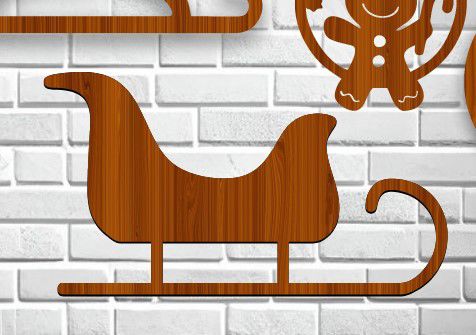 طرح برش سورتمه خام چوبی تعطیلات کریسمس دکور برش لیزری - sleigh cutout unfinished wood holiday christmas decor laser cut ve - برای دستگاه CNC چوب و لیزر (سی ان سی)
