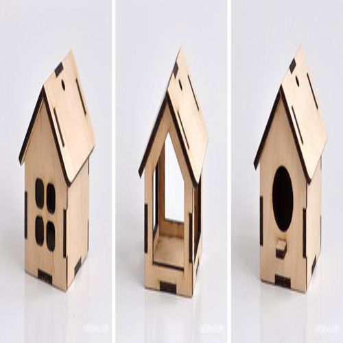 طرح پازل سه بعدی خانه کوچک برای برش لیزری - small house 3d puzzle for laser cut ve - برای دستگاه CNC چوب و لیزر (سی ان سی)