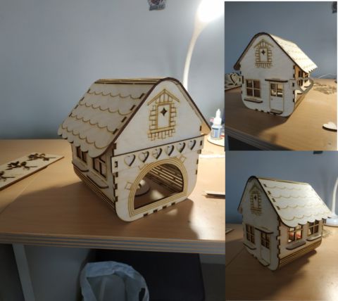 طرح خانه چوبی کوچک برای برش لیزری - small wooden house for laser cut ve - برای دستگاه CNC چوب و لیزر (سی ان سی)