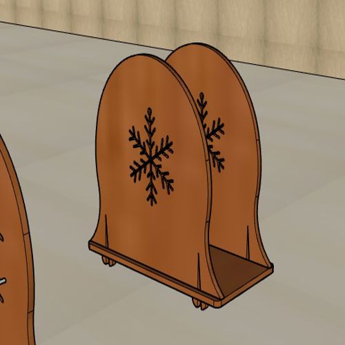 طرح دانه‌های برف درخت کریسمس جا دستمال چوبی میلی‌متری برش لیزری - snowflaks christmas tree wooden napkin holder 3mm laser cut - برای دستگاه CNC چوب و لیزر (سی ان سی)