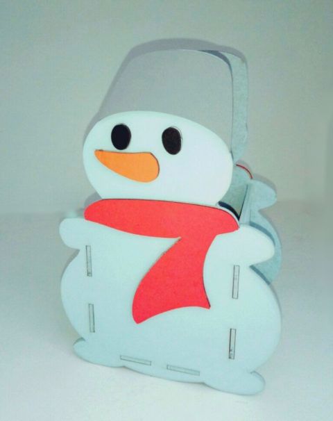 طرح جا قلمی آدم برفی مناسب برای برش لیزری - snowman pen holder organizer for laser cut ve - برای دستگاه CNC چوب و لیزر (سی ان سی)