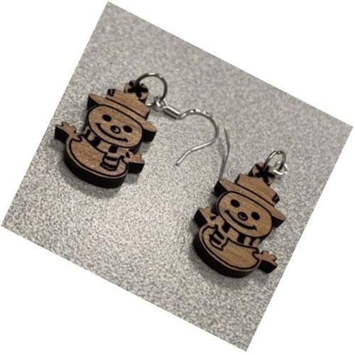 طرح گوشواره چوبی آدم برفی زنانه جواهرات برش لیزری ورژن - snowman wooden earrings women jewelry laser cut ve - برای دستگاه CNC چوب و لیزر (سی ان سی)