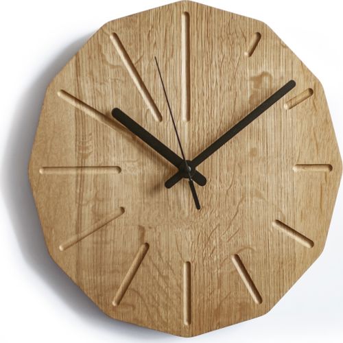 طرح ساعت دیواری بلوط محکم رنگ - solid oak wall clock - برای دستگاه CNC چوب و لیزر (سی ان سی)
