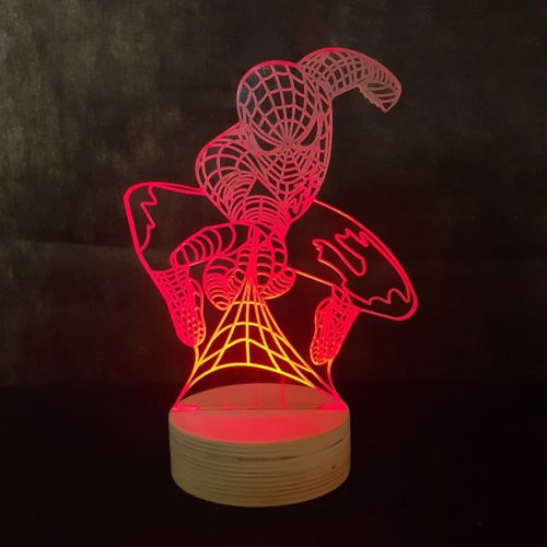طرح چراغ خواب سه بعدی مرد عنکبوتی مدل LED مخصوص برش لیزری نیاز به برق - spider man led night light 3d lamp for laser cutting ve - برای دستگاه CNC چوب و لیزر (سی ان سی)