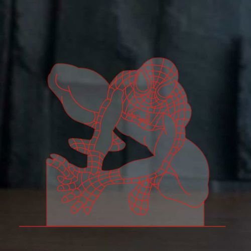 طرح مرد عنکبوتی نشسته 3D توهم لامپ برای بچه‌ها حکاکی لیزری - spiderman sitting 3d illusion lamp for kids laser engraving ve - برای دستگاه CNC چوب و لیزر (سی ان سی)