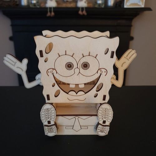 طرح میز میز مرتب با کشو برش لیزری - spongebob desk tidy with drawer laser cut ve - برای دستگاه CNC چوب و لیزر (سی ان سی)