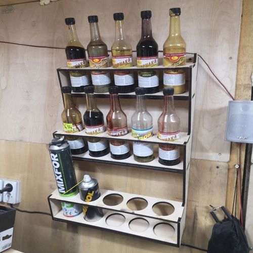 طرح نگهدارنده قوطی و روانکار دیواری قفسه نگهداری برای برش لیزر - spray can holder and lube wall mount storage rack for laser cutting - برای دستگاه CNC چوب و لیزر (سی ان سی)