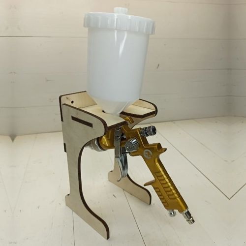 طرح پایه نگهدارنده تفنگ رنگ پاش لیزری - spray gun holder stand laser cut ve - برای دستگاه CNC چوب و لیزر (سی ان سی)