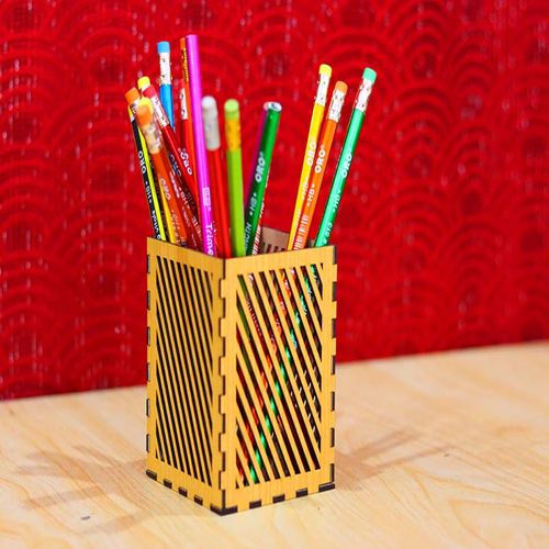 طرح قالب جا قلم مربعی میلی‌متری لیزر - square pen holder template 3mm laser cut - برای دستگاه CNC چوب و لیزر (سی ان سی)