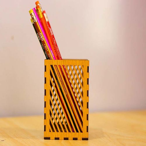 طرح قالب جا قلم مربعی میلی‌متری برش لیزری - square pen holder template 3mm laser cut ve - برای دستگاه CNC چوب و لیزر (سی ان سی)