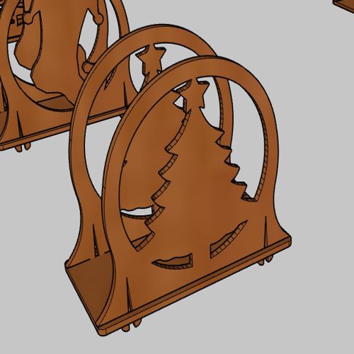 طرح جا دستمال ایستاده شکل درخت کریسمس لیزر - standing napkin holder christmas tree shaped laser cut - برای دستگاه CNC چوب و لیزر (سی ان سی)