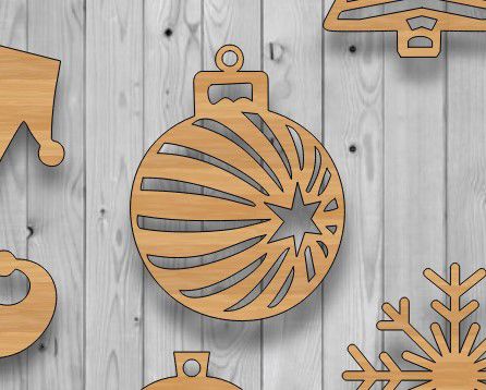 طرح تزیینات ستاره کریسمس باب تزئینات چوبی آویز تزئینات برش لیزری - star christmas bauble decoration wooden hanging ornament laser cut ve - برای دستگاه CNC چوب و لیزر (سی ان سی)