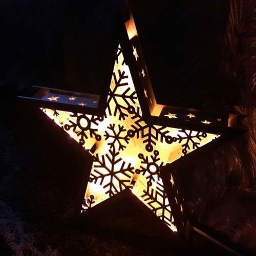 طرح چراغ ستاره دانه برف چراغ شب چراغ - star lamp snowflake night light lamp - برای دستگاه CNC چوب و لیزر (سی ان سی)