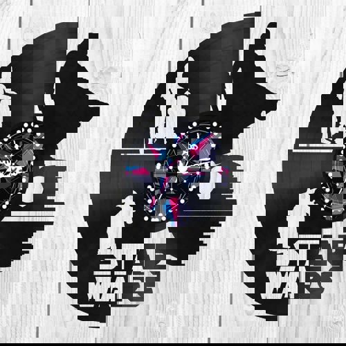 طرح ساعت دیواری وینیل جنگ ستارگان برش لیزری - star wars vinyl record wall clock laser cut ve - برای دستگاه CNC چوب و لیزر (سی ان سی)