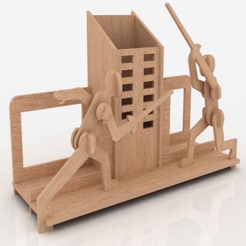 طرح جا قلمی با طرح شمشیربازی میلی‌متری پازل سه‌بعدی لیزری - swordplay themed pen holder 3mm 3d puzzle laser cut ve - برای دستگاه CNC چوب و لیزر (سی ان سی)
