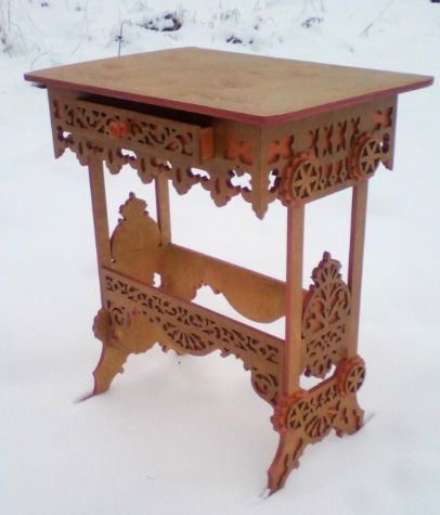 طرح میز با کشو برای برش لیزری - table with drawer for laser cut ve - برای دستگاه CNC چوب و لیزر (سی ان سی)