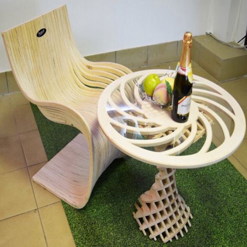 طرح میز با صندلی پارامتریک برای برش لیزری - table with parametric chair for laser cut ve - برای دستگاه CNC چوب و لیزر (سی ان سی)