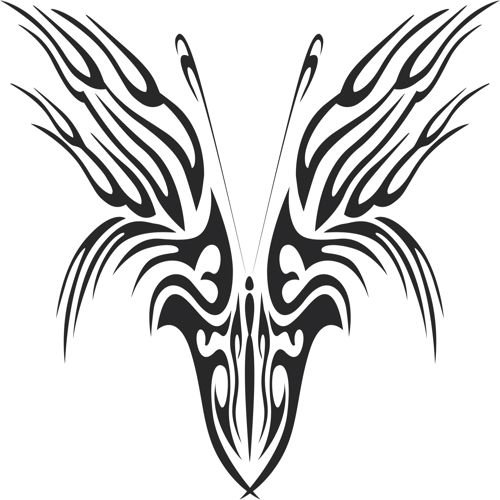 طرح تاتو قبیله‌ای پروانه - tattoo tribal butterfly 111 ve - برای دستگاه CNC چوب و لیزر (سی ان سی)