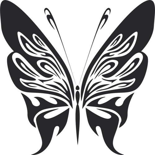 طرح تاتو قبیله‌ای پروانه - tattoo tribal butterfly 255 - برای دستگاه CNC چوب و لیزر (سی ان سی)
