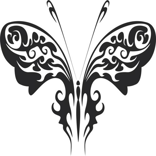 طرح خالکوبی قبیله‌ای پروانه - tattoo tribal butterfly 444 - برای دستگاه CNC چوب و لیزر (سی ان سی)