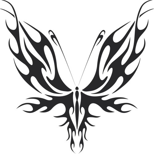 طرح تاتو قبیله‌ای پروانه - tattoo tribal butterfly 555 - برای دستگاه CNC چوب و لیزر (سی ان سی)