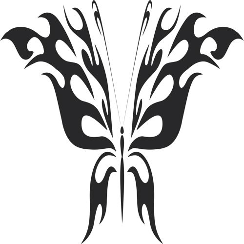 طرح خالکوبی قبیله‌ای پروانه پرواز - tattoo tribal butterfly flying - برای دستگاه CNC چوب و لیزر (سی ان سی)