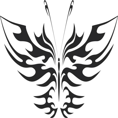 طرح خالکوبی قبیله‌ای پروانه - tattoo tribal butterfly - برای دستگاه CNC چوب و لیزر (سی ان سی)