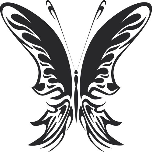 طرح تاتو قبیله‌ای پروانه فلزی هنر - tattoo tribal butterfly metal art 99 - برای دستگاه CNC چوب و لیزر (سی ان سی)